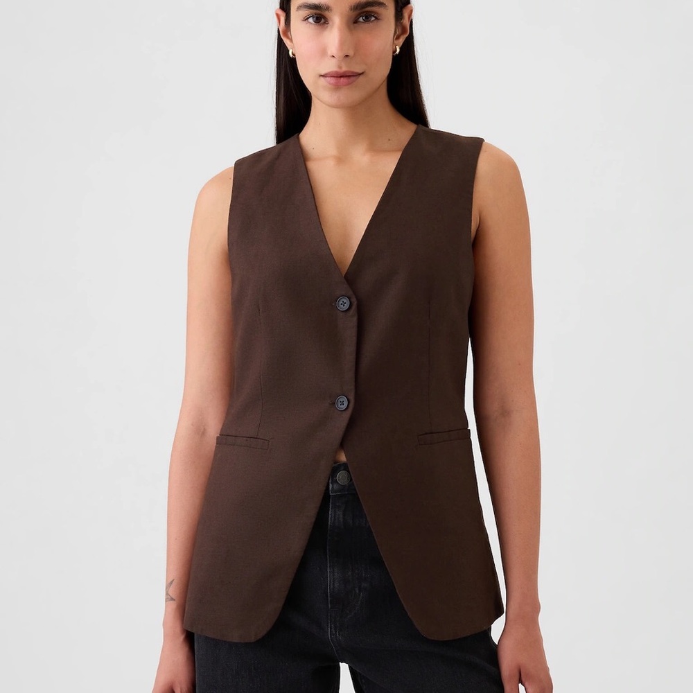 Gap Linen Cotton Longline Vest